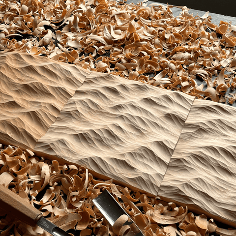 Riyumyi Handcrafted Wooden Ocean Wave Carving