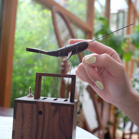 Riyumyi Handcrafted Walnut Whale Automaton